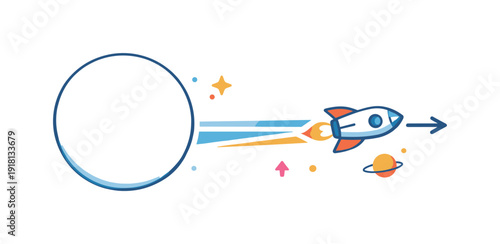 Transforming preparation into decisive progress expressed through cosmic momentum shift, a spacecraft cleanly leaving a circular holding orbit into a