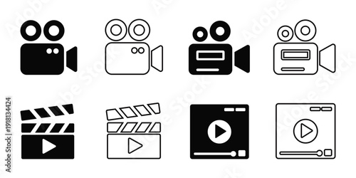 Professional video production icons for creative projects and media presentations