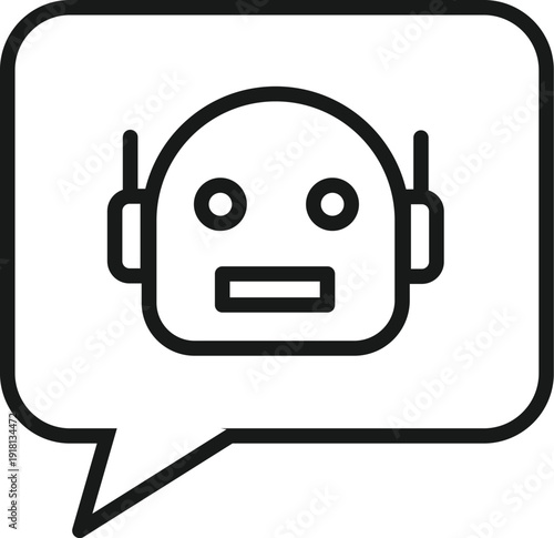 A robot with a speech bubble and a surprised expression