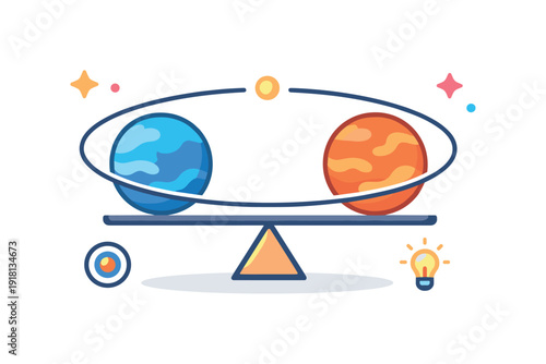 Strategic leverage and optimal positioning in complex decision making expressed through cosmic balance, two planets held in stable equilibrium at a
