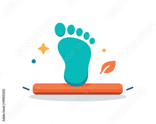 Grounded presence and staying mentally anchored in the present moment, a centered footprint icon resting on a stable surface representing awareness