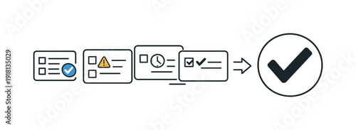 Intentional task sequencing and smooth workflow execution in a modern professional environment emphasizing order and efficiency, a series of task