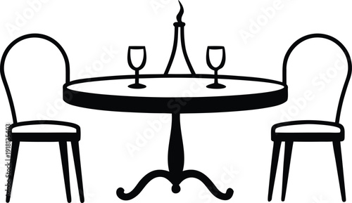 Minimalist Dining Furniture Silhouette Illustration