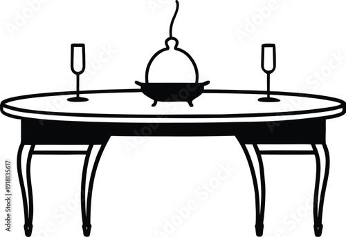 Formal Dinner Table Arrangement Silhouette