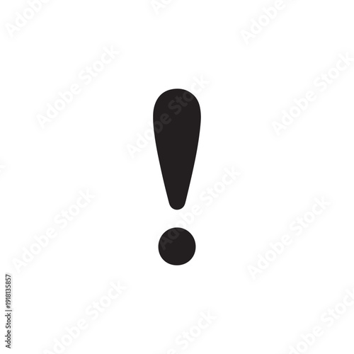 Black exclamation point icon silhouette vector illustration isolated on white background.