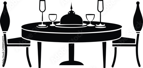 Classic Dinner Setup Silhouette Illustration