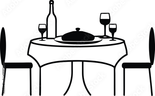 Elegant Dining Table Silhouette Vector Art