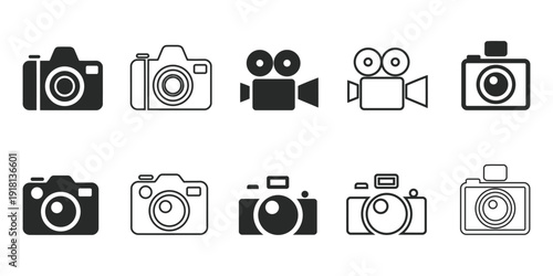 Versatile set of camera and video camera icons for various media projects