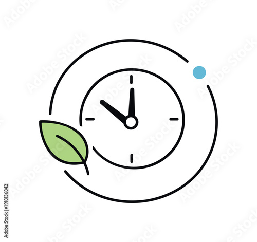 Healthy work rhythm and sustainable productivity in a modern professional lifestyle where energy is managed intentionally, a simple clock paired with