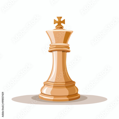 Crisp vector illustration of a regal white chess king piece, representing strategic mastery, leadership, and the intellectual challenge inherent in classic board games, ideal for analytical themes