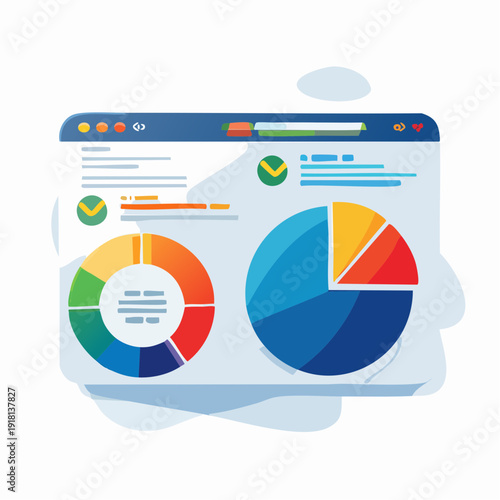 Business analytics dashboard with charts and graphs illustrating financial data and market trends for strategic decision making and growth