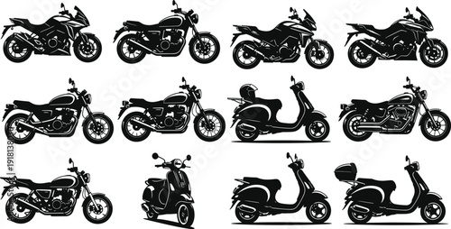 Collection of various motorcycle models in profile