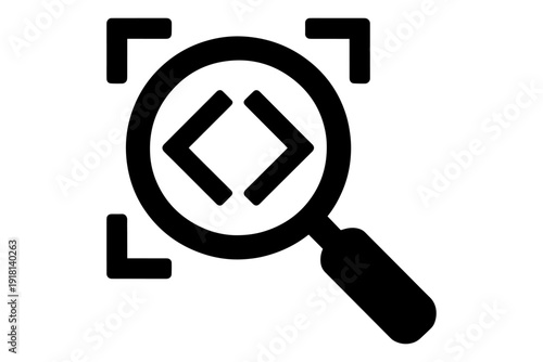 code analysis represented by a magnifying glass, a visual embodiment of the process of examining, understanding, and improving code
