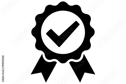 Iconic illustration of approval with a checked emblem within the emblem, a symbol of quality and guaranteed guarantee 