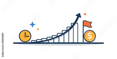 Invisible compounding progress and long-term value created through quiet consistency, a sequence of identical small steps forming a smooth upward