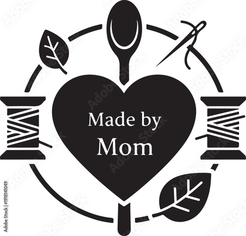 Made by Mom Handmade Craft Heart Sewing Icon