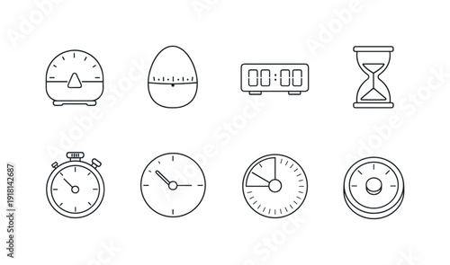 Home kitchen timers: kitchen timer, egg timer, digital timer, hourglass, stopwatch, wall clock, countdown timer, magnetic timer