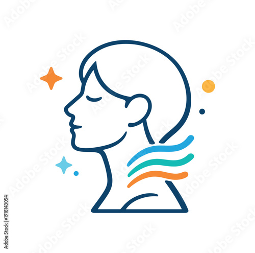 Everyday gentle care for relaxed neck comfort and reduced stiffness during routine daily activities at home or work, a neck silhouette paired with