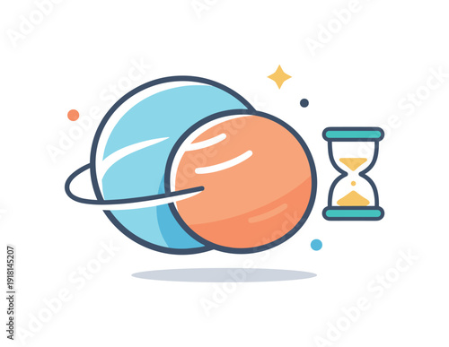 Strategic patience and waiting for optimal conditions in business or personal decisions expressed through cosmic timing, a planet partially hidden