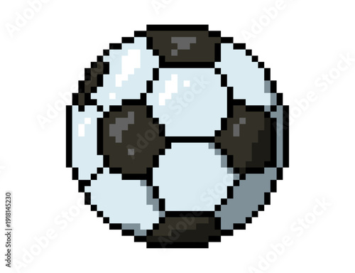 Pixel Art Soccer Ball Icon Vector Illustration