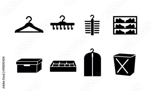 Home closet accessories: clothes hanger, belt hanger, tie rack, shoe organizer, storage box, drawer insert, garment cover, laundry hamper