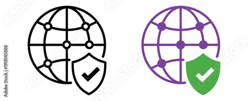 Secure network protected connection flat vector icon, shield with lock symbol representing cybersecurity and data protection, perfect for internet security, firewall systems,