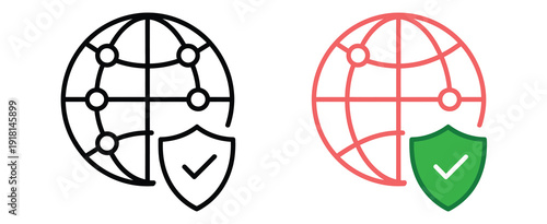 Secure network connection vector icon, protected shield and lock symbol in flat style, ideal for cybersecurity concepts, data encryption, firewall protection