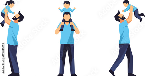 Father and child bonding moments, playing together with joy and love