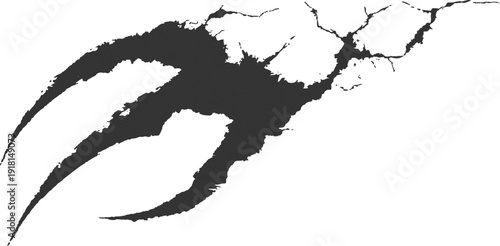 Black claw scratch mark white background. Claw mark vector silhouette.


