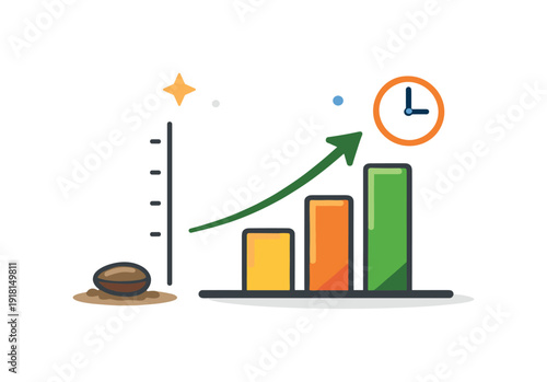 Delayed gratification training and building patience as a skill, a small seed placed beside a simple growth chart representing trust in process
