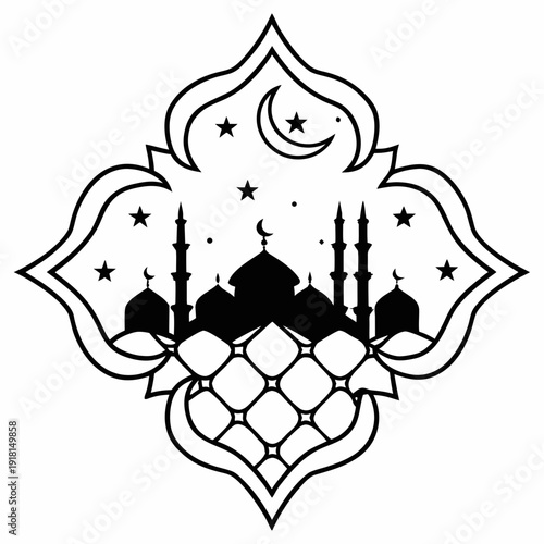 Vector illustration of a skull and crossbones symbol with an abstract decorative background in a tattoo style design