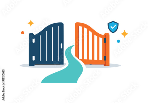 Strategic energy conservation and choosing when not to engage in draining activities, a partially closed gate with one clear open path symbolizing