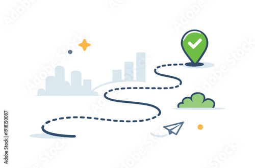 Strategic invisibility and achieving results without attracting attention, a subtle path blending into the background with a single discreet marker