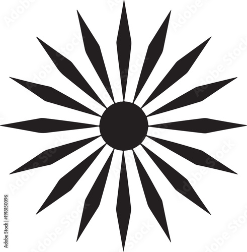 Black Stylized Sunburst Starburst Graphic Symbol abstract circle