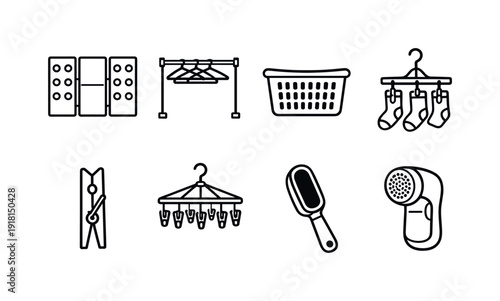 Home laundry folding aids: folding board, hanger rack, laundry basket, sock clip, clothespin, drying hanger, lint brush, fabric shaver