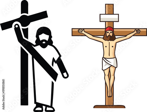 Illustration of jesus christ and the cross crucifixion scene