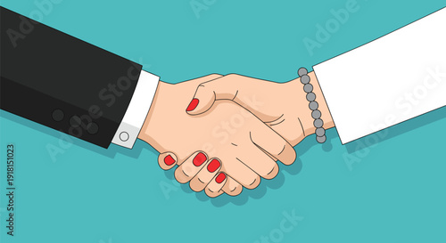 Handshake agreement between business partners, cooperation, partnership, teamwork, professional deal illustration concept - flavector