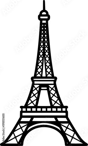 European Vacation Landmark Eiffel Tower Silhouette Vector for Holiday and Leisure Marketing
