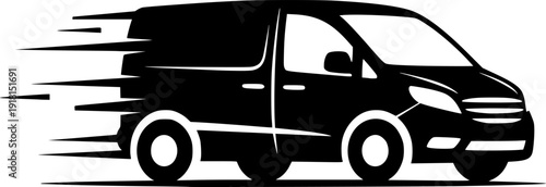 Fast black van travels quickly showing motion with racing lines image
