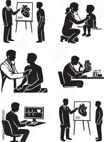 Professional Cardiologist Single Pose Vector Silhouette Series