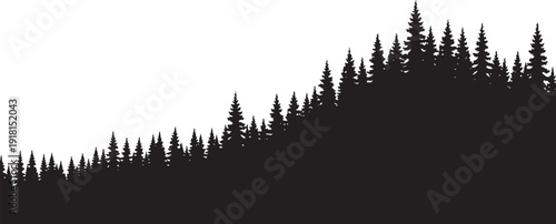 Silhouette of Dense Evergreen Forest on a Hillside evergreen trees pine trees