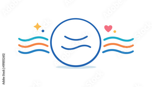 Everyday gentle care for relaxed breathing and calm emotional balance during quiet home routines, a simple breathing circle paired with soft wave