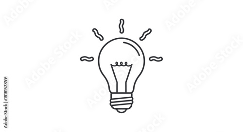 Outline Light Bulb Icon Symbolizing Idea and Innovation, isolated white background