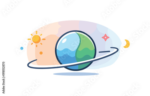 Personal continuity and inner stability while external conditions evolve framed as cosmic persistence, a planet moving steadily forward through a