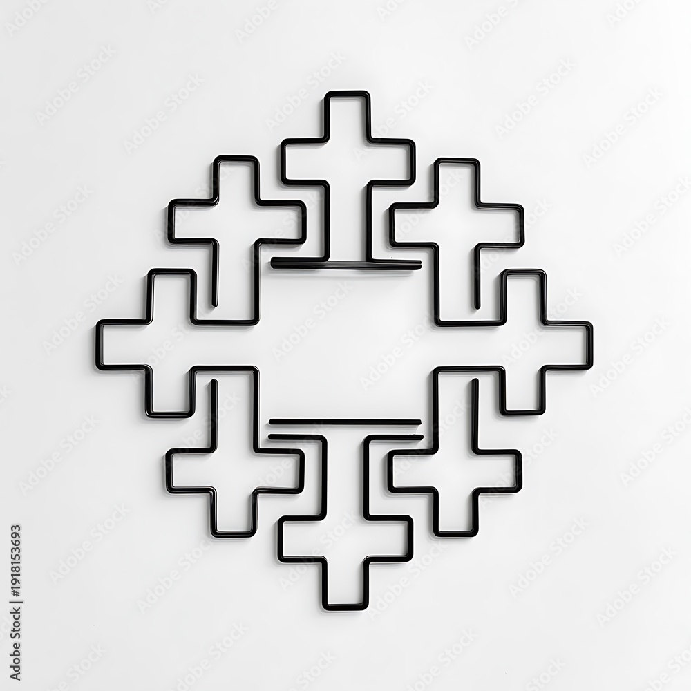 Obraz premium Minimalist black plus sign symbol line art icon isolated on white background for math education design