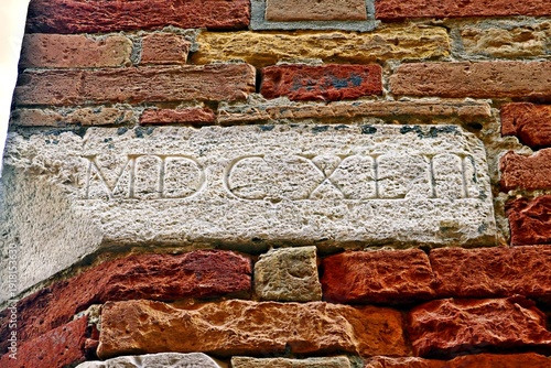 ancient detail in the historic center of Urbino, a UNESCO World Heritage Site in the Marche region of Italy.