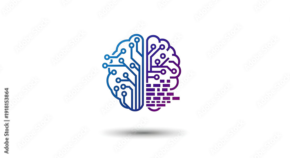 custom made wallpaper toronto digitalBrain with circuit board and microchip technology symbolizing artificial intelligence and innovation on white background