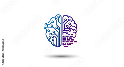 Wallpaper Mural Brain with circuit board and microchip technology symbolizing artificial intelligence and innovation on white background Torontodigital.ca