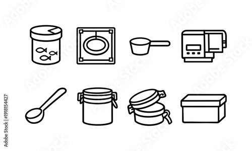 Home fish feeding tools: fish food container, feeding ring, measuring scoop, automatic feeder, feeding spoon, storage jar, clip lid, storage box