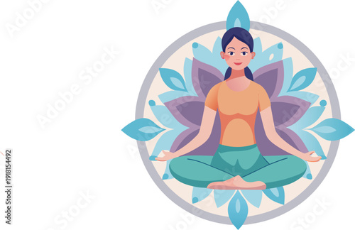 Serene woman meditating in lotus position
